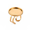 201 Stainless Steel Cuff Ring Findings, Round Bezel Cup Ring Settings, Laser Cut, Golden, Tray: 20mm, US Size 7 1/4(17.5)~US Size 8(18mm)