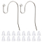 300Pcs 316 Surgical Stainless Steel Earring Hooks, Ear Wire, with Horizontal Loop and Plastic Ear Nuts, Stainless Steel Color, 22x12x2mm, 21 Gauge, Pin: 0.7mm