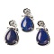 Natural Lapis Lazuli Pendants, with Brass Findings, Flower with Teardrop, 56x28x8mm, Hole: 5x2.5mm