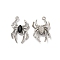 Glass Spider Pendant, with Platinum Alloy Findings, Lead Free & Cadmium Free, Black, 25.5x17x4.5mm, Hole: 1.6mm
