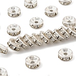 Железные хрустальные бусины-разделители со стразами, для изготовления ювелирных изделий, класс b, рондель, прямой край, серебряные, 7~8x3~3.5 мм, отверстие : 2 мм
