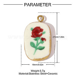 Подвески из нержавеющей стали 304 и фарфора&nbsp;STAS-OY005-82G