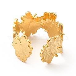 Ионное покрытие (ip) 304 нержавеющая сталь лист обертка открытое кольцо-манжета для женщин&nbsp;RJEW-F131-13G