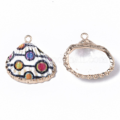 Подвески из ракушек с натуральным гребешком и гальваническим принтом&nbsp;LS-SSHEL-R047-04-A05