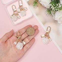 4 шт. 2 стиля симпатичная форма ракушки и круглая подвеска из АБС-пластика&nbsp;HJEW-BBC0001-24