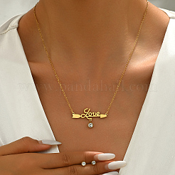 Серьги-гвоздики и ожерелья с подвесками из нержавеющей стали в форме слова «любовь» для женщин&nbsp;AE9274-2