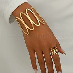 Комплекты из полых овальных браслетов-манжет и колец из сплава&nbsp;FS-WG357B1-01