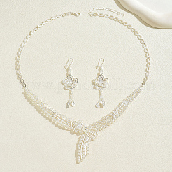 Комплекты из винтажных сплавов с серьгами и ожерельями в виде цветов для свадеб и мероприятий&nbsp;WU4418