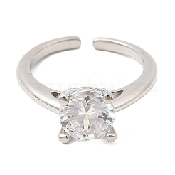 Латунные микропаве кубические цирконии манжеты открытые кольца для женщин&nbsp;RJEW-B160-04P