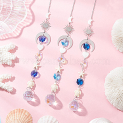 3 шт. стеклянные круглые и восьмиугольные бусины подвесные ловцы солнца&nbsp;HJEW-CN0001-40