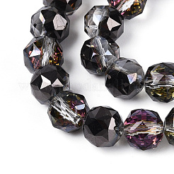 Гальваническое покрытие прозрачных круглых стеклянных бусин в нитях&nbsp;EGLA-T029-8mm-12T-02