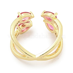 Латунные микро проложить манжеты кольца кубического циркония&nbsp;RJEW-I103-024G