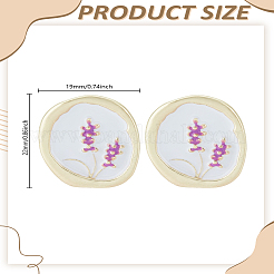 1 пара овальных серег-гвоздиков из сплава с эмалью и цветочным узором&nbsp;EJEW-LP0008-017