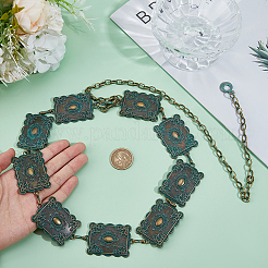 Женские ремни из цинкового сплава и железа с прямоугольными звеньями&nbsp;AJEW-WH0695-243