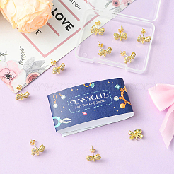 5 пара фурнитуры для сережек-гвоздиков из латуни с покрытием и кубическим цирконием&nbsp;KK-SC0006-78G