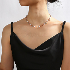 Летние пляжные ожерелья из сплава с морскими звездами и круглыми искусственными жемчужинами для женщин&nbsp;FS-WGC37B9-02