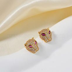 Модные латунные серьги-гвоздики с леопардовым принтом из кубического циркония&nbsp;PP8335