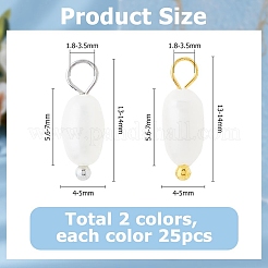 50 шт. 2-х цветные натуральные пресноводные жемчужные рисовые подвески с латунными петлями&nbsp;PALLOY-HS00004