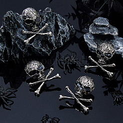 4 шт. броши из цинкового сплава в виде черепа для одежды рюкзака&nbsp;JEWB-FH0002-04AS