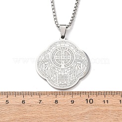 Ожерелья с подвеской Святого Бенедикта из нержавеющей стали 304&nbsp;LS-NJEW-B153-02A-P
