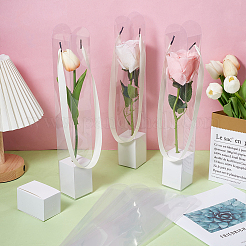 5 шт. прозрачных пластиковых упаковочных коробок для цветов с бумажными лотками и ручками-лентами&nbsp;CON-WH0107-69B