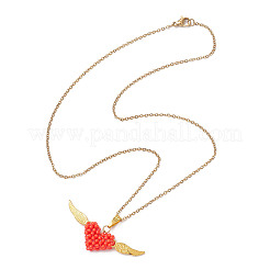 Подвеска в виде сердца ангела из стеклянного бисера и сплава&nbsp;NJEW-MZ00116