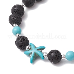 Браслеты из синтетической бирюзы и натуральной лавы для мужчин и женщин&nbsp;BJEW-JB11824-01