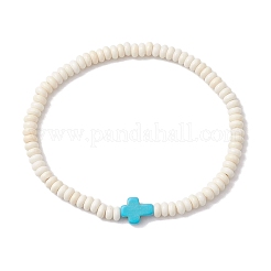 2шт синтетические бирюзовые бусины эластичные браслеты для женщин и мужчин&nbsp;BJEW-JB11293