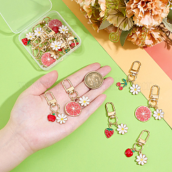 16 шт. 4 стиля подвеска из сплава с эмалью в виде цветка и фруктов&nbsp;HJEW-PH02101