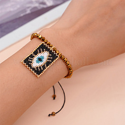 Этнические браслеты ручной работы из стеклянных бусин в форме прямоугольника с подвеской в виде глаза&nbsp;FS6426