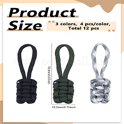 12 шт. 3 стиля нейлоновых и полиэстеровых плетеных сменных язычков для застежек-молний&nbsp;FIND-LP0007-33
