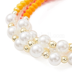 Многорядные браслеты из непрозрачного однотонного стекла и пластикового жемчуга&nbsp;BJEW-JB12969