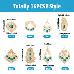 16 шт. 8 стильных больших латунных подвесок&nbsp;KK-TA0001-31