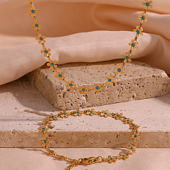 Ретро браслеты из нержавеющей стали 304 с цветочными звеньями для женщин&nbsp;FS-WG93F36-02