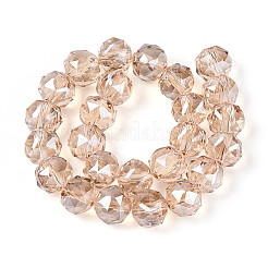 Гальваническое покрытие прозрачных круглых стеклянных бусин в нитях&nbsp;EGLA-T029-8mm-12T-14