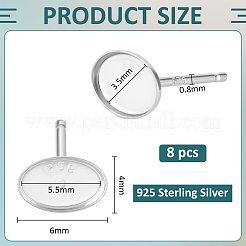 4 пара 925 сережек-гвоздиков из стерлингового серебра&nbsp;STER-BC0003-92P