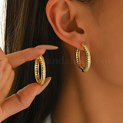 Полые латунные серьги-кольца с прозрачными кубическими циркониями&nbsp;SP8143