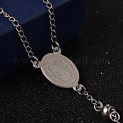 Не тускнеющий крест-распятие из нержавеющей стали четки бусины ожерелья&nbsp;LS-NJEW-O096-27