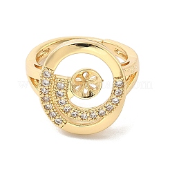 Регулируемые крепления колец для чашек с микропаве из кубического циркония из латуни&nbsp;KK-B166-03G