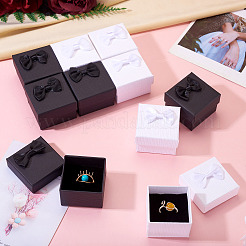 12 шт. 2-цветные квадратные подарочные коробки для хранения бумажных колец из картона&nbsp;CON-TA0001-23