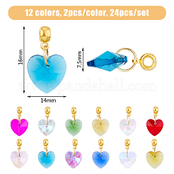 24шт 12 цвета граненое стекло европейские подвески с подвесками&nbsp;PALLOY-AB00176