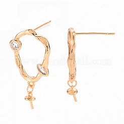 Серьги из латуни с микропейвом и прозрачным фианитом&nbsp;KK-T062-210G-NF