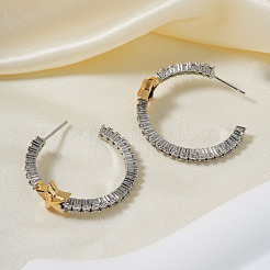 Элегантные серьги-гвоздики в форме звезды из прозрачного кубического циркония из латуни&nbsp;VM5173