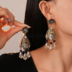 Серьги-гвоздики из сплава со стразами в форме капли&nbsp;FS-WG4DD0F-01