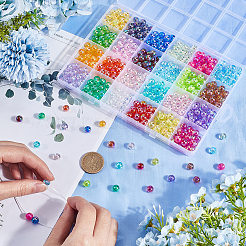 600шт 24 цвета прозрачные акриловые бусины&nbsp;MACR-SP0001-51A