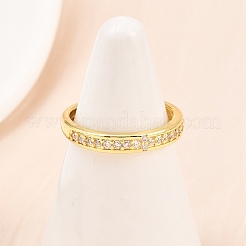 Регулируемые кольца для женщин с микропаве из латуни и кубическими цирконами&nbsp;RJEW-Z113-24G