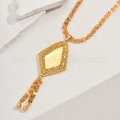 Современная мода латунные и железные цветы текстурированные ромбовидные кисточки подвески ожерелья для женщин&nbsp;IU5772