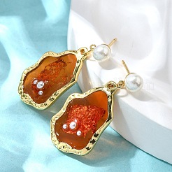 Серьги-гвоздики с эмалью в форме капли&nbsp;EJEW-Z086-15G