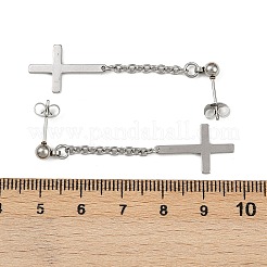 Христианские серьги-гвоздики с перевернутым крестом из нержавеющей стали 201&nbsp;LS-EJEW-P314-01B-P