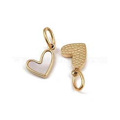 Подвески в форме сердца из нержавеющей стали 304 с натуральным белым ракушечным покрытием&nbsp;STAS-G357-08G